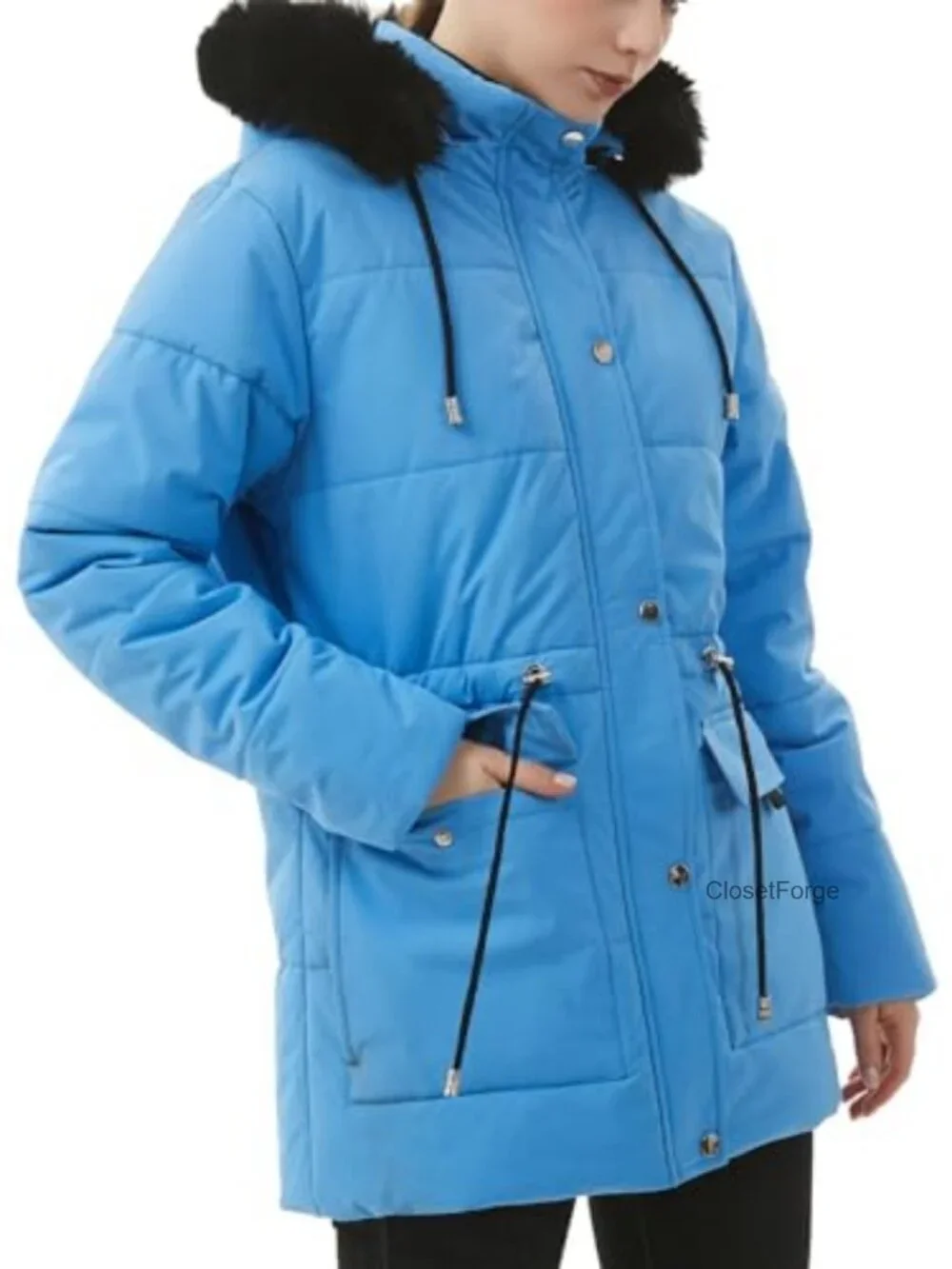 Women's Warm Winter Puffer Coat Thicken Fleece Lined Down Jacket Detachable